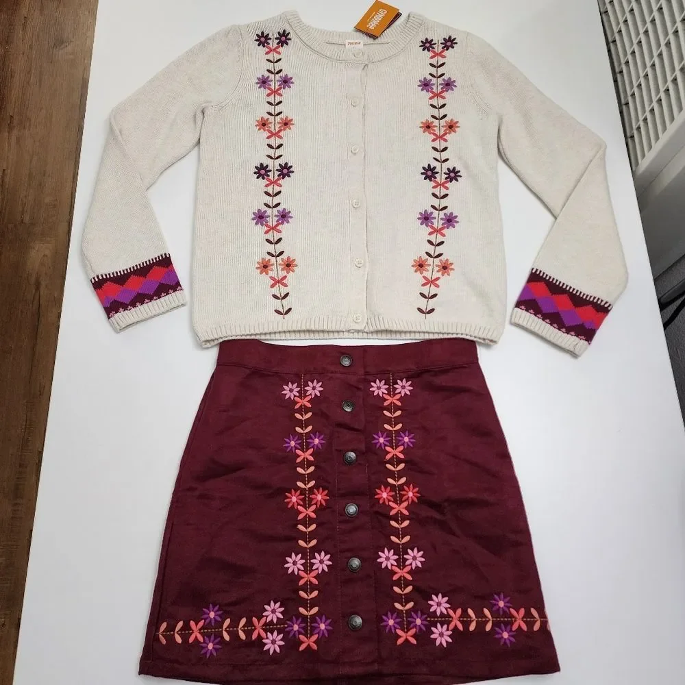 Gymboree Girls Spice Market Cardigan Sweater & Skirt Outfit Size 10-12 NEW